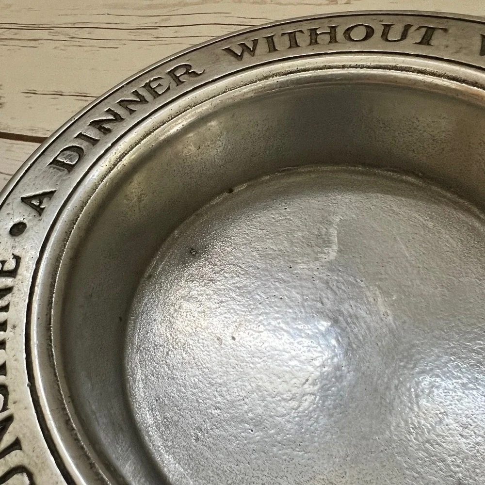 Wilton Armetale Wine Bottle‎ Coaster Silver Inscribed Quote 6.5 Inch OS